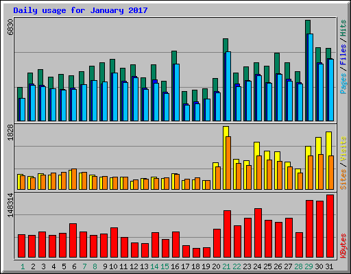 Daily usage for January 2017