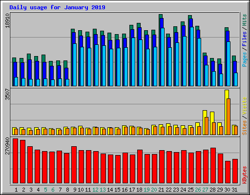 Daily usage for January 2019