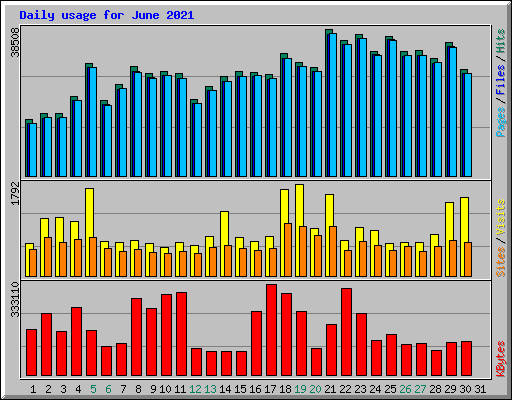 Daily usage for June 2021